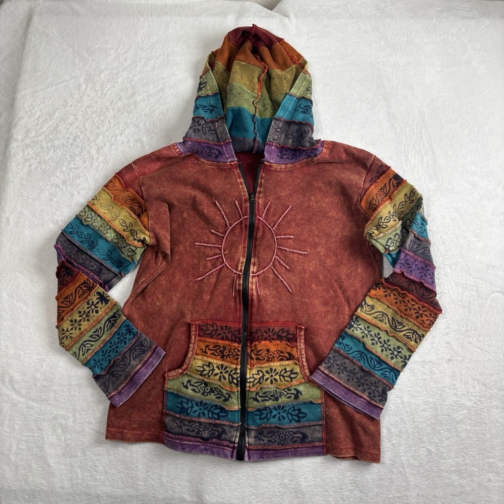 Y2K Greater Good Network Sunshine Daydream Hoodie Hippie Boho Women's L/XL